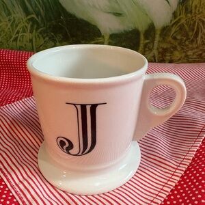 Anthropologie Bistro Tile Margot White & Black Monogram ☕️ Mug